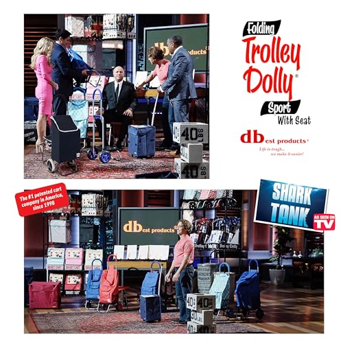 dbest Products Trolley Dolly Sport with Chair – Foldable Grocery Cart on Wheels – Multi Use Rolling Cart with Built-in Seat, Removable Bag, and Hand Truck Dolly Function, Black - size: Sport With Seat