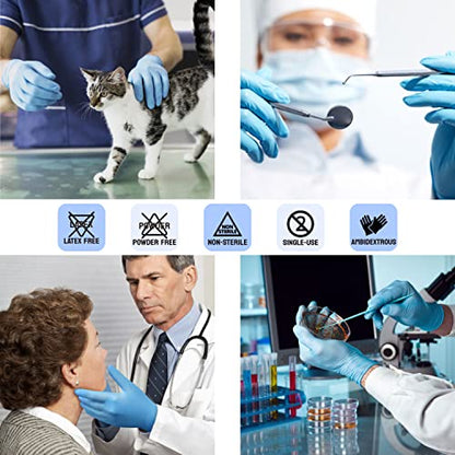 Safe Health Nitrile Exam Gloves – 4 mil, Latex-Free, Powder-Free, Disposable, Blue, Medical Grade, Food, Cleaning Use - size: Medium, style: Royal Blue - Case of 1000