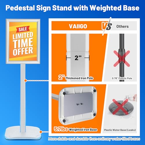 Heavy Duty Pedestal Sign Holder Stand 8.5x11 Inch, Floor Standing Sign Holder with Weighted Base, Vertical & Horizontal Poster Display Stand for Advertising, Restaurant Menu, Store, Office, Silver - color: Silver, size: 8.5x11 in