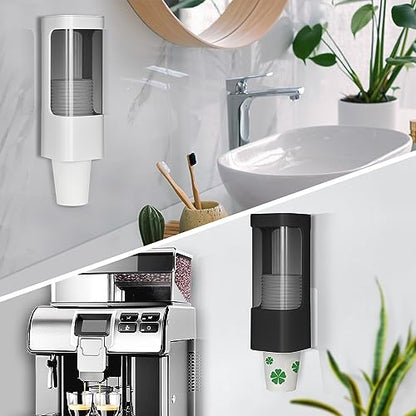 Cup Dispenser, Wall Mount Water Cooler Cups Holder Fit 3-5oz Cup - color: Black