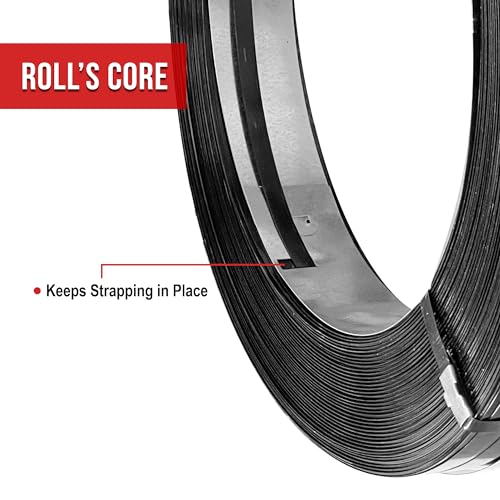 8NET Steel Strapping Band, 2,470' Length x 5/8'' Width x 0.020'' Thickness (1,460 lbs Break Strength), Cut Resistant Pallet Banding, Heavy Duty Metal Strap (1 Roll) - color: 1 Roll, size: 5/8" W x 2,470' L