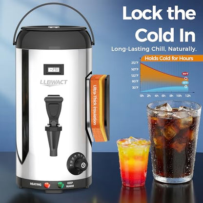 12L Electric Beverage Dispenser - Smart Temperature Control Heated Drink Container for Coffee,Hot Chocolate,Tea & Party Drinks,Large Capacity Office & Home Warmer with Safety Auto-Off - color: Silver
