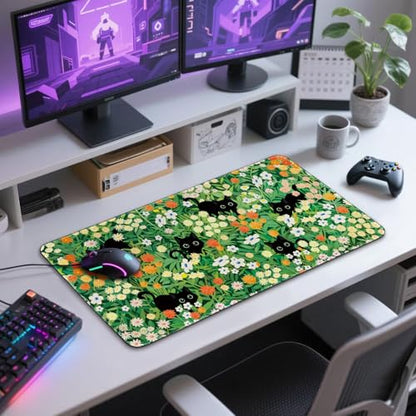 Cute Flower Cat Large Gaming Mouse Pad Desk Mat 31.5"x15.7" - color: Cat Floral
