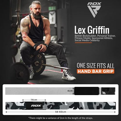 RDX Lifting Straps for Weightlifting –100% Cotton Heavy Duty Gym Wrist Strap with 5MM Neoprene Padding, 60CM Anti-Slip Hand Grip Wraps for Deadlifts Powerlifting Workouts Strength Training, Men Women - color: Camo Grey