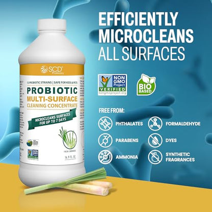 SCD Probiotics Cleaning Concentrate Lemongrass, Probiotic Cleaner – 3 Pack - size: 17 Fl Oz (Pack of 3)