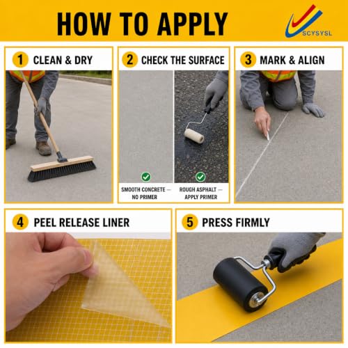 Heavy Duty Indoor&Outdoor Floor&Pavement Marking Tape – Industrial Safety Tape, Peel and Stick, Long Lasting Adhesive, Warehouse & Facility Line Marking(Yellow, 2 Inch x 108 Feet) - size: 2 Inch X 108 Feet