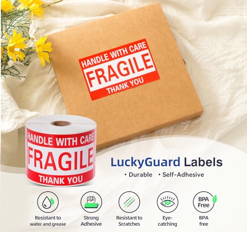 3 x 5 Inch Fragile Stickers Handle with Care 500 Permanent Adhesive Fragile Stickers for Shipping Moving Glass Commercial Grade Fragile Labels (1 Roll, 500 Labels) - size: 3" x 5", style: 1 Roll - 500 PCS