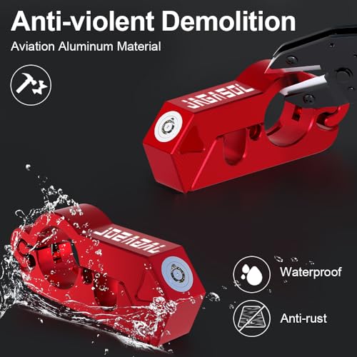 JAGASOL Motorcycle Handlebar Lock, Helmet & Brake Anti-Theft Lock Red - color: Red