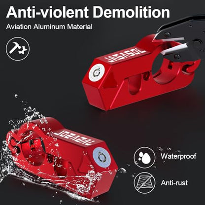 JAGASOL Motorcycle Handlebar Lock, Helmet & Brake Anti-Theft Lock Red - color: Red