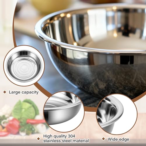 Lounsweer 2 Pack 50 Quart Stainless Steel Large Mixing Bowl 27.5" Silver 304 Stainless Steel Extra Large Capacity Stackable Mixing Bowl for Commercial Kitchens/large Families/school Cafeteria
