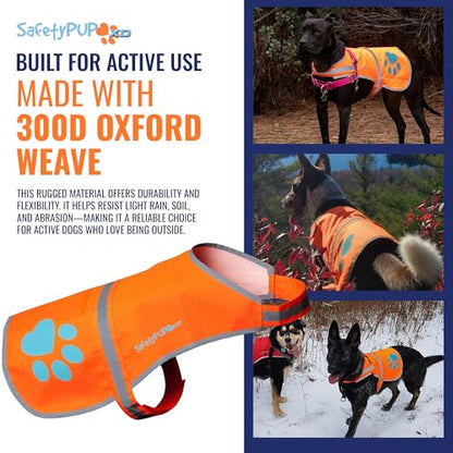 Blaze Orange Dog Vest. Reflective High Visibility in Hunting & Wooded Areas - size: Medium
