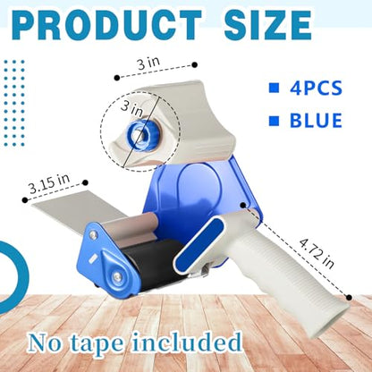 WILLBOND 3 Inch Wide Tape Gun, 4 Pack, Blue - color: Blue