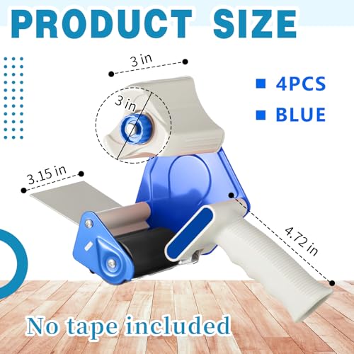 WILLBOND 3 Inch Wide Tape Gun, 4 Pack, Blue - color: Blue