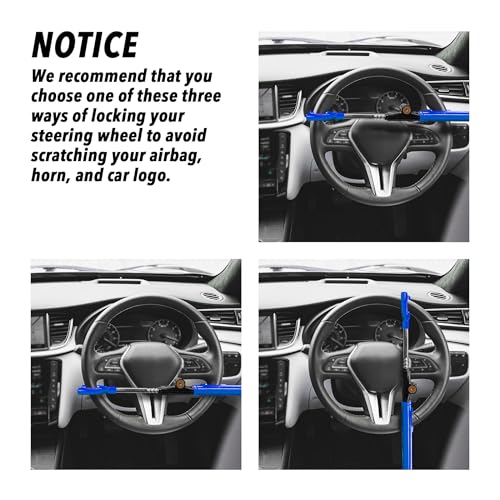 CARTMAN Adjustable Steering Wheel Lock, Anti-Theft Security Device, Blue - color: Blue