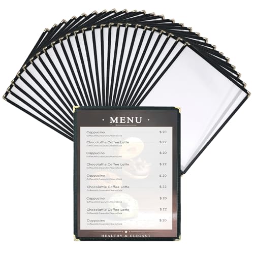 25 Pack 8.5 x 11 Inch Menu Covers, (1 Page 2 View) - size: 8.5" x 11", 1 Page 2 View
