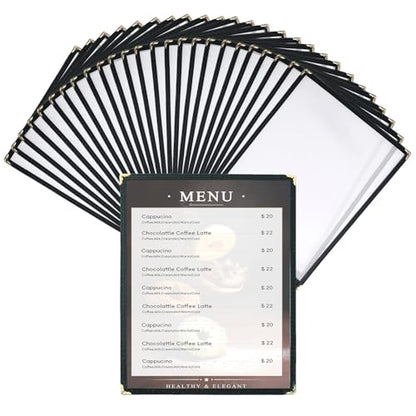 25 Pack 8.5 x 11 Inch Menu Covers, (1 Page 2 View) - size: 8.5" x 11", 1 Page 2 View