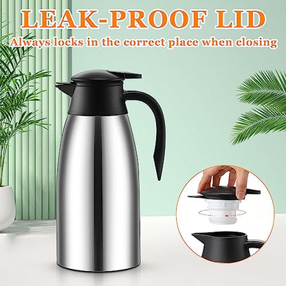 Norme 2 Pcs Thermal Coffee Carafe Creamer, Silver, 68 oz - color: Silver, size: 68 oz