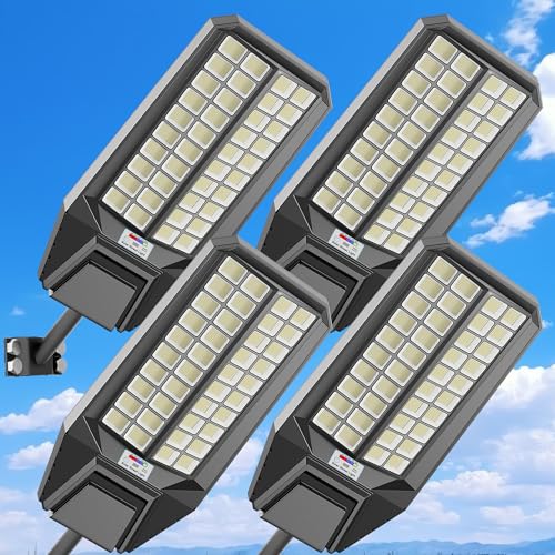 Solar Street Lights Outdoor Waterproof Dusk to Down Heavy Duty 10000W Commercial Large Solar Lights Outdoor Motion Sensor with Remote Control LED Parking Lot Flood Lights for Yard Pathway - size: XL-4Pack