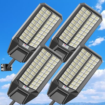 Solar Street Lights Outdoor Waterproof Dusk to Down Heavy Duty 10000W Commercial Large Solar Lights Outdoor Motion Sensor with Remote Control LED Parking Lot Flood Lights for Yard Pathway - size: XL-4Pack