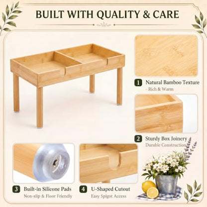 1-2 Gallon Bamboo Drink Dispenser Stand Beverage Dual Drink Stand for Party
