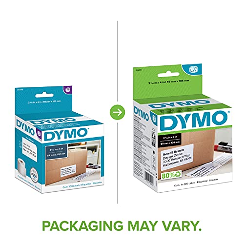 DYMO Authentic LW Large Shipping Labels, for LabelWriter Label Printers, Prints Up to 6-Line Addresses, 2-5/16" x 4", 1 Roll of 300