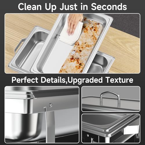 Chafing Dishes for Buffet 4 Pack, 9QT Chafing Dish High Grade Stainless Steel Chafer Complete Set,Steel Handle, Catering Events Complete Buffet Warmer Set (Silver, 2) - color: Silver, size: 2