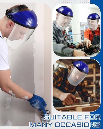 Tellegloww 4 Pcs Safety Face Shield for Grinding and Cutting, Blue - color: Blue