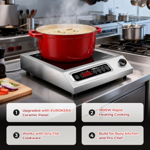 1800W Electric Hot Plate, Stainless Steel Portable Burner