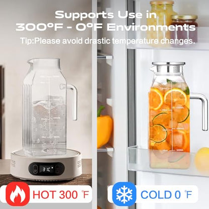 Aofmee 68oz Glass Pitcher with Lid and Handle for Fridge, Clear Square - color: Clear Square