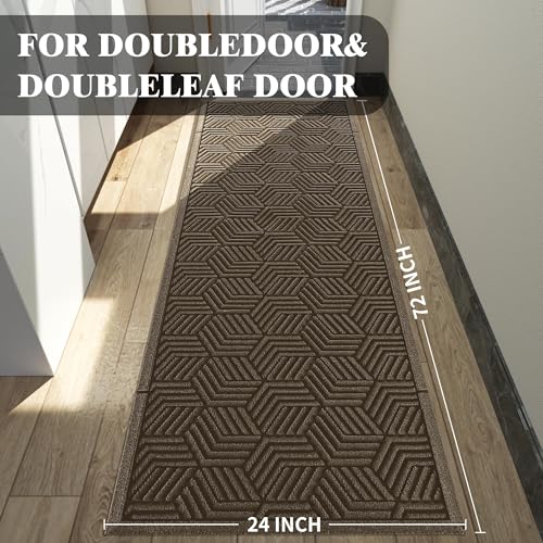 Yimobra Outdoor Indoor Runner Mat 72x24, All-Season Waterproof Entrance Mat for Front Door with Drainage Holes, Heavy Duty Non-Slip Doormat for Garage Patio Entryway, Brown - color: Brown, size: 72x24 Inch