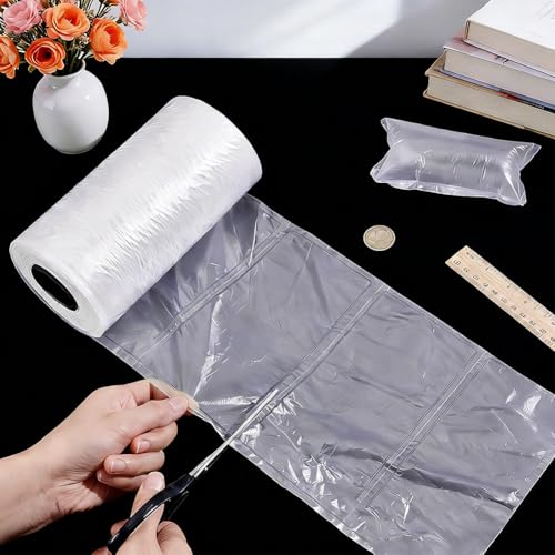 BENECREAT 3000Pcs Air Pillow Cushion Film Roll, Air Pillows for Shipping, Inflatable Cellophane Packing Material, Purse Stuffing, 984ft x4inx7.9in - size: 7.9inch Wide