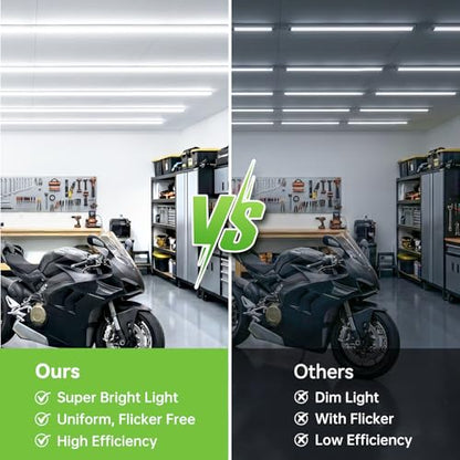 Pak 4FT LED Shop Lights, 2300LM 6500K Cool White, 20W Energy Efficient Linkable Ceiling and Under Cabinet Lighting, T5 Integrated Utility Fixture for Garage, Workshop, Basement, FCC Certified, 8 Pack - size: 4FT 6500K-8 Pack