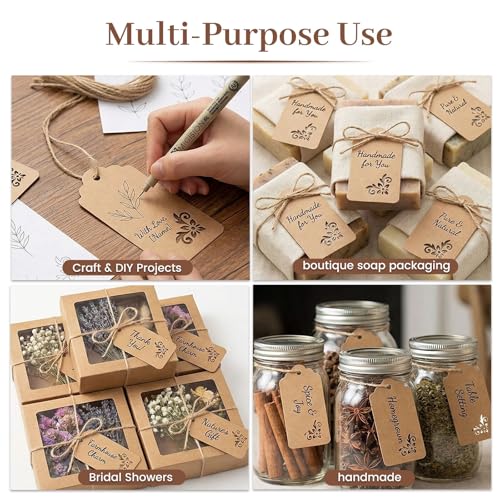 SALLYFASHION 100 PCS Gift Tags, 2X4 inch Kraft Paper Hollow - color: Large Brown Hollow Out