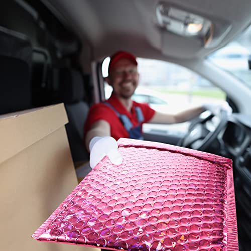Outus 50 Pcs Bubble Mailers 3 Sizes, Bubble Shipping Envelopes, Rose Red - color: Glitter Rose Red