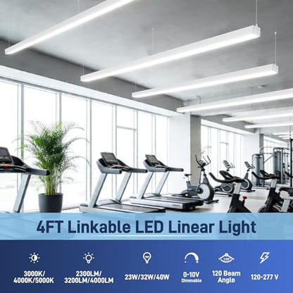 hykolity 4FT Linkable LED Linear Light, 23/32/40W 3CCT 3000K/4000K/5000K - color: Silver, size: 4FT-4Pack