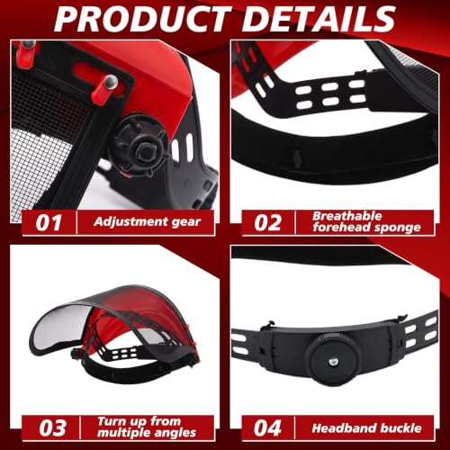 Sabary Safety Face Shield with Mesh Visor for Men, Black,Red - color: Black,red