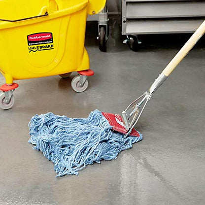 Rubbermaid Commercial Products Super Stitch Large 24 OZ Blend Wet Mop, 5" Headband, Blue, for General Purpose Cleaning of Hard Floors Including Hardwood/Tile/Concrete