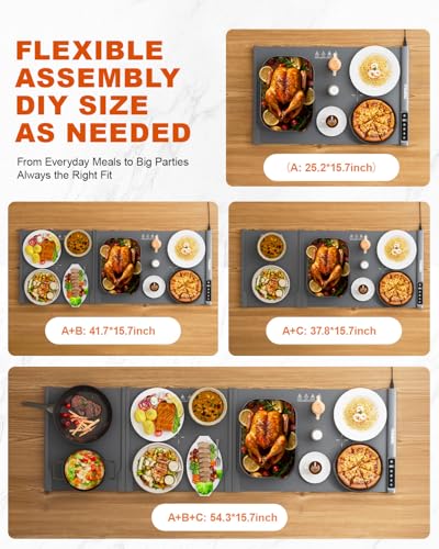 iTRUSOU Expandable Food Warming Mat – 54"x16" Custom Sizes Warming Mat - color: Dark gray - ABC, size: 54"x16" - ABC