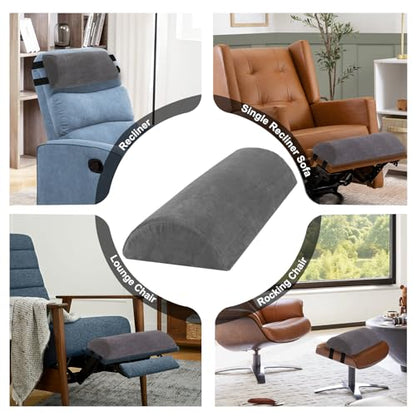 Recliner Foot Pillow, High-Resilience Foam Half-Moon Pillow for Sleeping - color: Grey