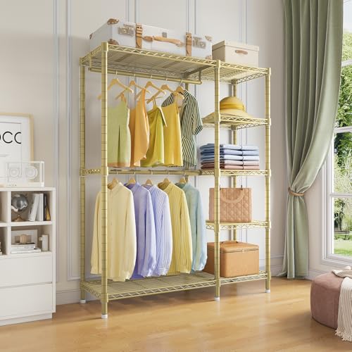 VIPEK V7 Garment Rack with Shelves Portable Closet for Hanging Clothes - color: Gold, size: V7