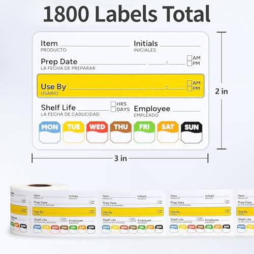 Restaurant Quality Shelf Life Food Rotation Labels Vinyl, 2” x 3” Self-Adhesive Removable Freezer Food Labels, Perfect for Reusable Containers, Easy to Remove, Food Safety Date Sticker (6 PCS) - style: 6 PCS