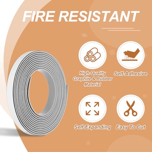 Smoke Fire Seal Strip 9.8Ft 12mm/0.47" Wx 2mm/0.08" T Grey