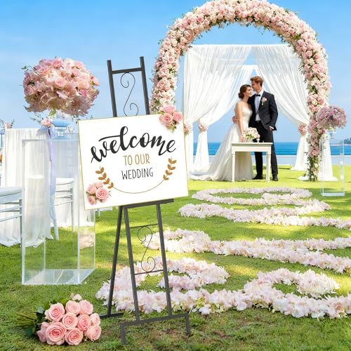 1 Black Easel Stand for Sign, Adjustable Metal Wedding Welcome Sign Stand - style: 1pack-Black