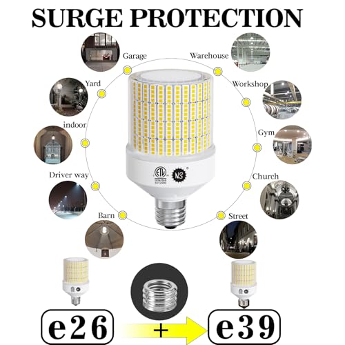 NS 700W Equivalent 10500LM Corn Bulbs (1-Set) - 90% Energy Saving, IP65 Waterproof, 70W E26/E39, 5000K Daylight, Warehouse Light, ETL/FCC/ROHS/CE Certified, Not Dimmable