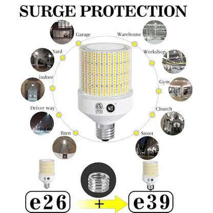 NS 700W Equivalent 10500LM Corn Bulbs (1-Set) - 90% Energy Saving, IP65 Waterproof, 70W E26/E39, 5000K Daylight, Warehouse Light, ETL/FCC/ROHS/CE Certified, Not Dimmable