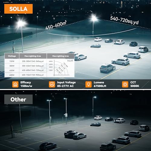 2025 New Upgraded 450W Dusk to Dawn LED Parking Lot Light 67500lm 5000K, ETL, AC85-277V, IP67 Waterproof Adjustable 3-Head Street Lights Outdoor, Pole & Wall-Mounted Flood Lights for Stadium - size: 3-Head 450W