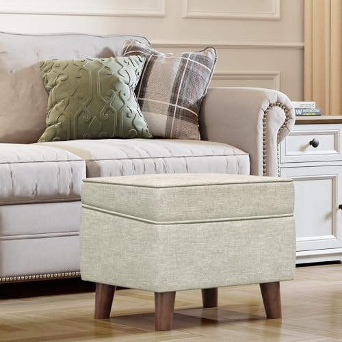 FAGAGA Foot Rest with Adjustable Cover, 18" Storage Ottoman Dorm - color: Beige, size: 15.8"D x 18.5"W x 15.8"H