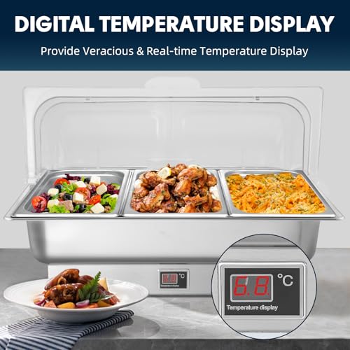 3 x 3QT Electric Chafing Dish with Knob Temperature Control - size: 603-Triple Pan