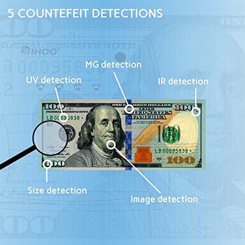 Automatic Money Counter with UV MG IR Size Image Counterfeit Detection, Counterfeit Bill Detector for USD and EUR, Currency Value Checker Scanner, Black - style: USD&EUR