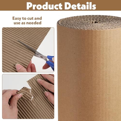 12"x388" Brown Corrugated Cardboard Roll, Single B Flute,2Roll-12"x194"